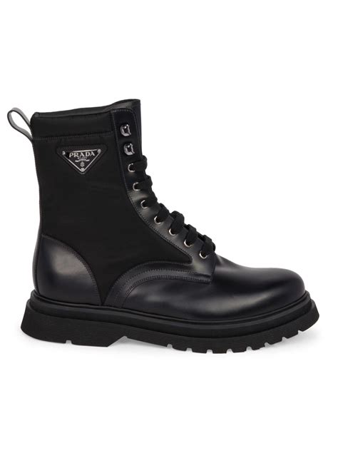 prada men's lace up boots|Prada black chunky combat boots.